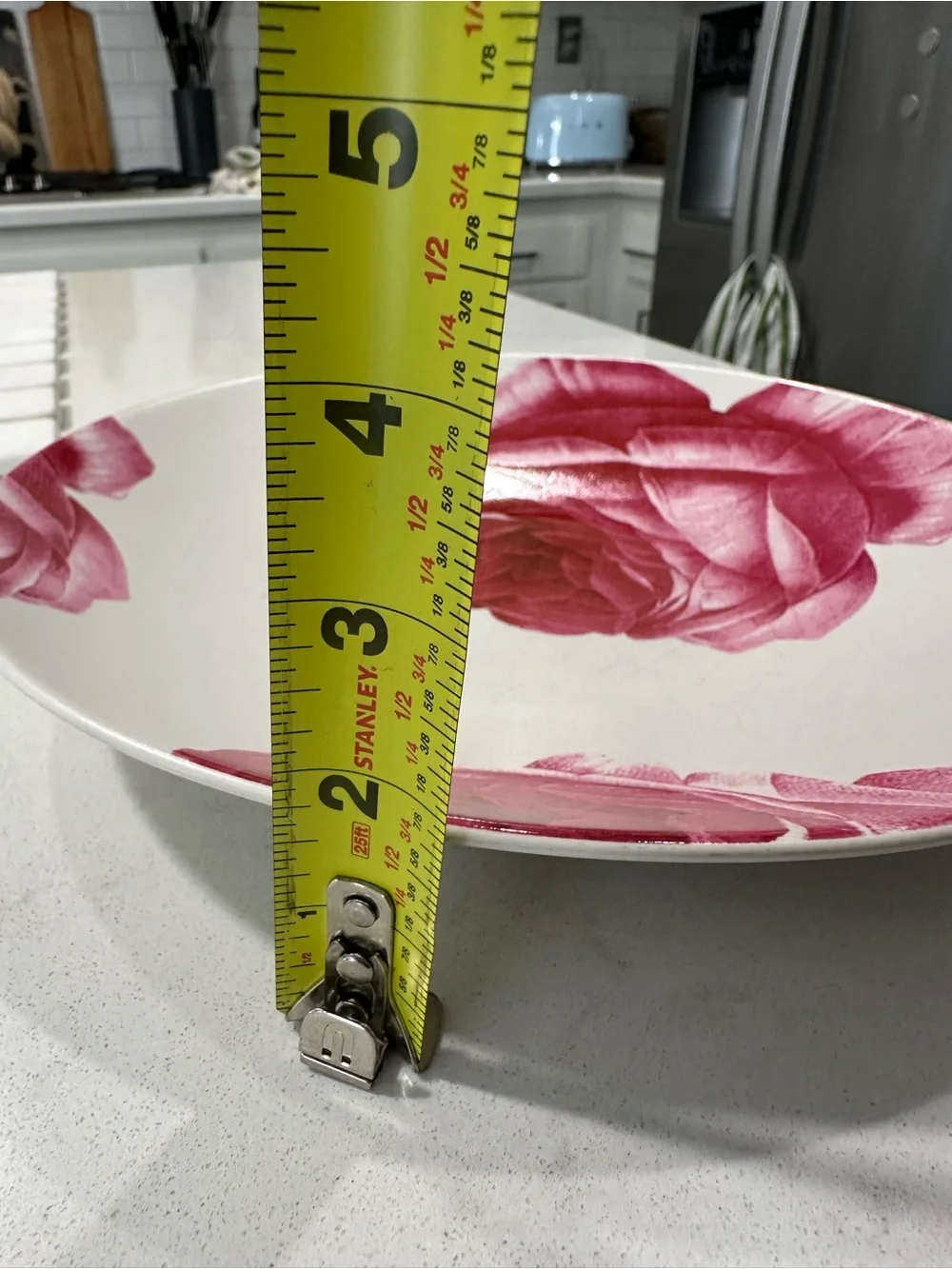 Gibson plate with pink rose motif, 11 inches x 2 inches tall